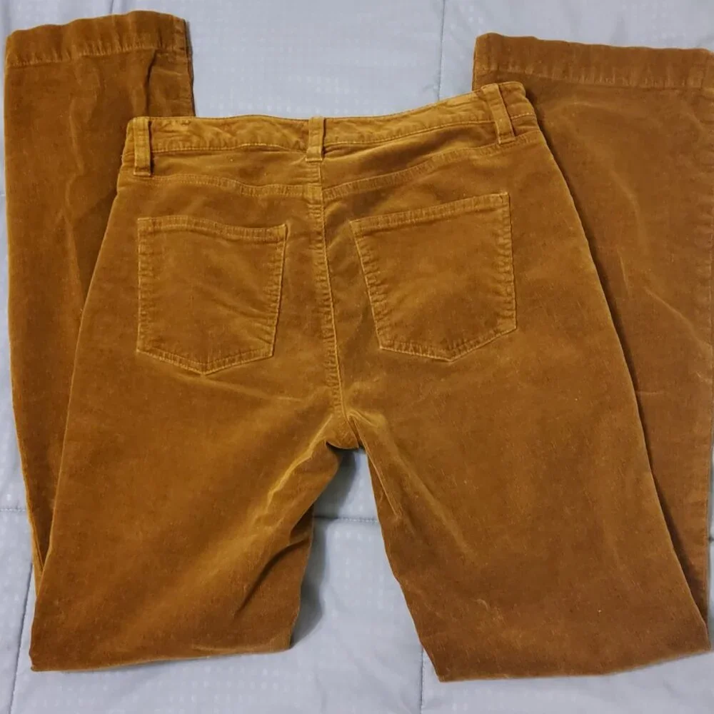 Talbots Mustard Gold Corduroy Wide Leg Flare Pants Vintage Style EUC
